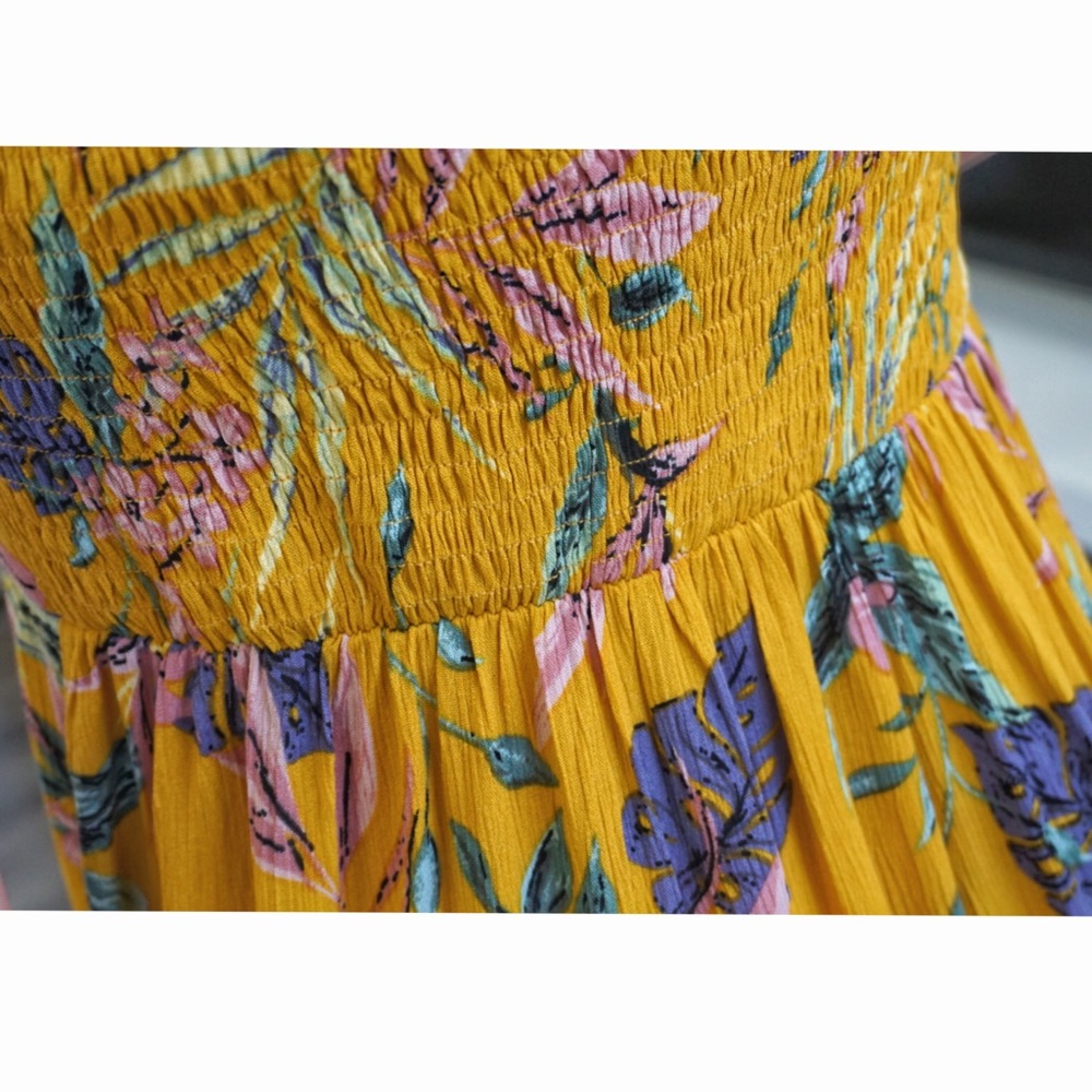 Tropical Floral Print Button Down Midi Dress - Picture 5 of 7